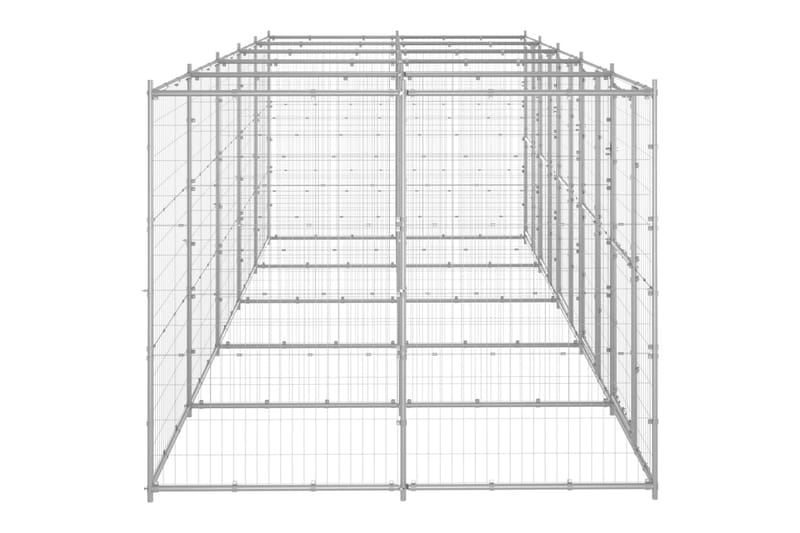 Utendørs hundegård 12,1 m² galvanisert stål - Silver - Sport & fritid - Til dyrene - For hund - Hundemøbler