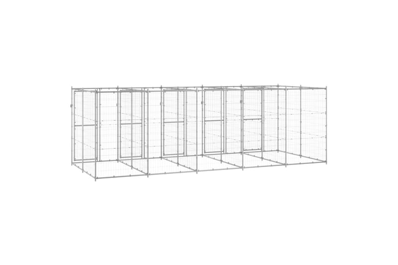 Utendørs hundegård 12,1 m² galvanisert stål - Silver - Sport & fritid - Til dyrene - For hund - Hundemøbler