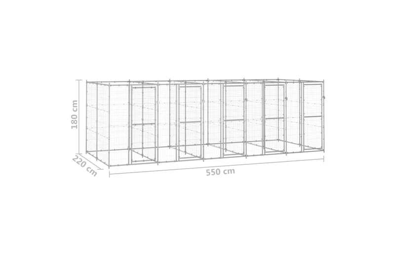 Utendørs hundegård 12,1 m² galvanisert stål - Silver - Sport & fritid - Til dyrene - For hund - Hundemøbler