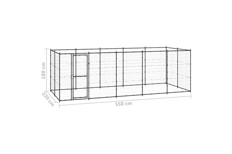 Utendørs hundegård 12,1 m² stål - Svart - Sport & fritid - Til dyrene - For hund - Hundemøbler