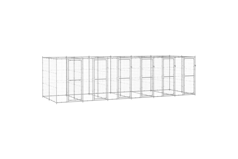 Utendørs hundegård 14,52 m² galvanisert stål - Silver - Sport & fritid - Til dyrene - For hund - Hundemøbler