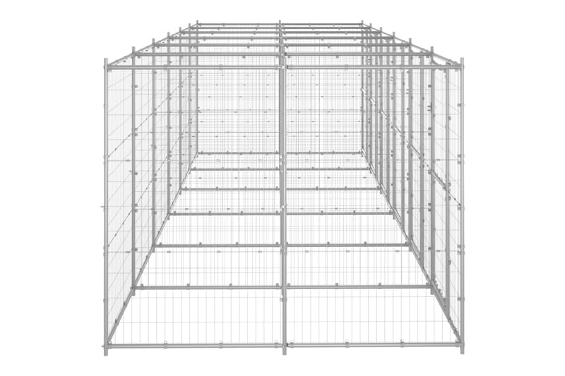 Utendørs hundegård 14,52 m² galvanisert stål - Silver - Sport & fritid - Til dyrene - For hund - Hundemøbler