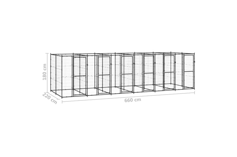 Utendørs hundegård 14,52 m² stål - Svart - Sport & fritid - Til dyrene - For hund - Hundemøbler