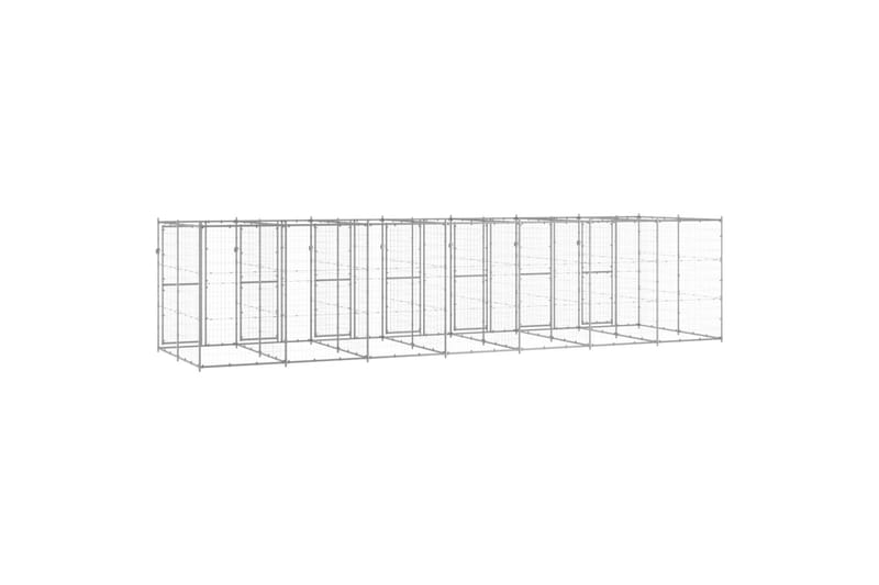 Utendørs hundegård 16,94 m² galvanisert stål - Silver - Sport & fritid - Til dyrene - For hund - Hundemøbler