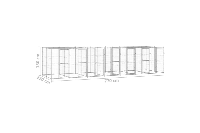 Utendørs hundegård 16,94 m² galvanisert stål - Silver - Sport & fritid - Til dyrene - For hund - Hundemøbler