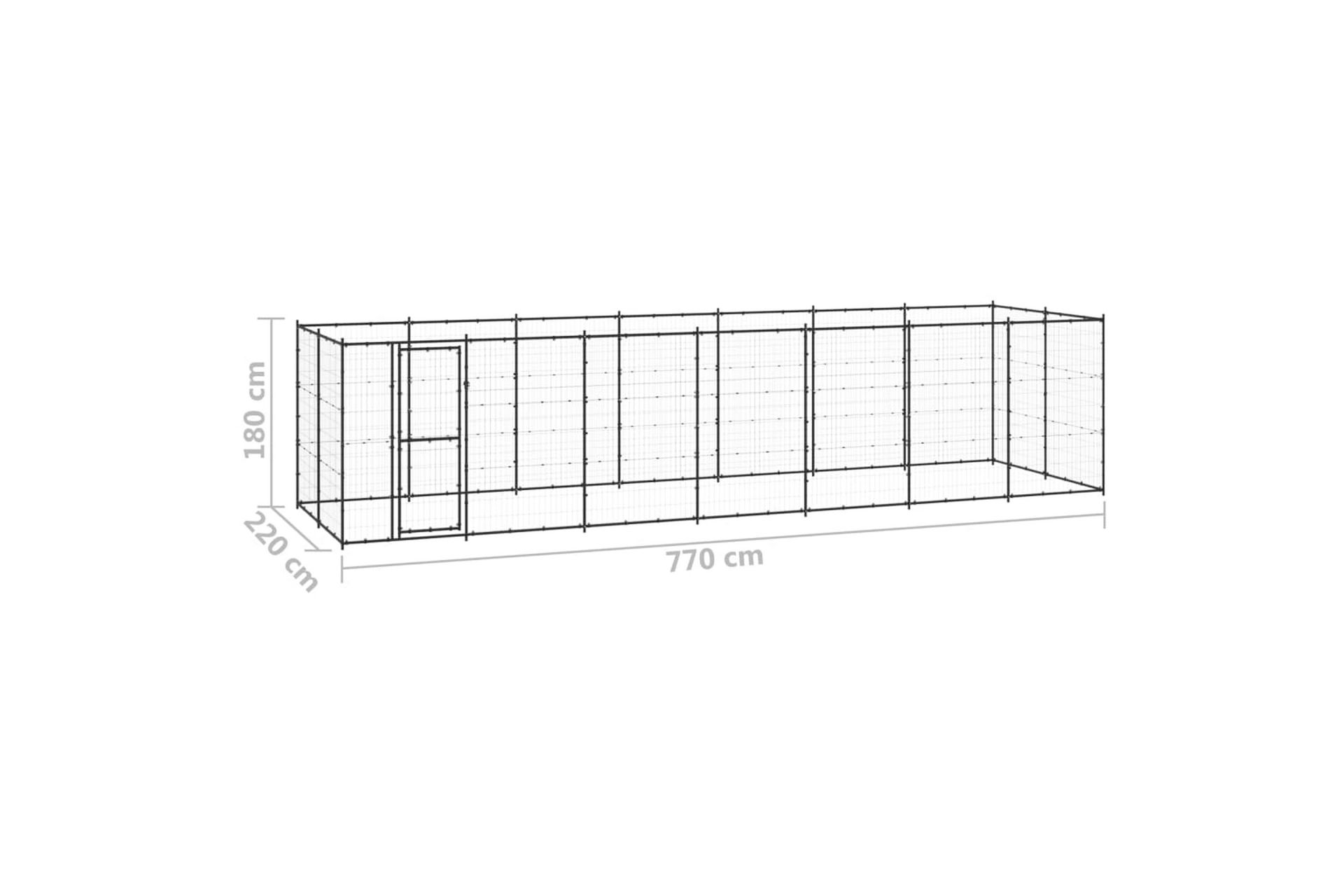 Utendørs hundegård 16,94 m² stål - Svart - Sport & fritid - Til dyrene - For hund - Hundemøbler