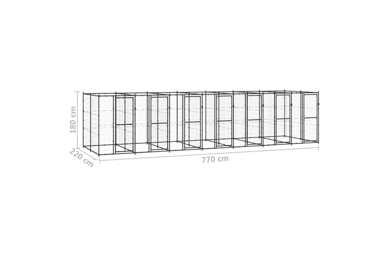 Utendørs hundegård 16,94 m² stål - Svart - Hundemøbler - Hundegrind & hundegjerde - Hundehus & hundegård