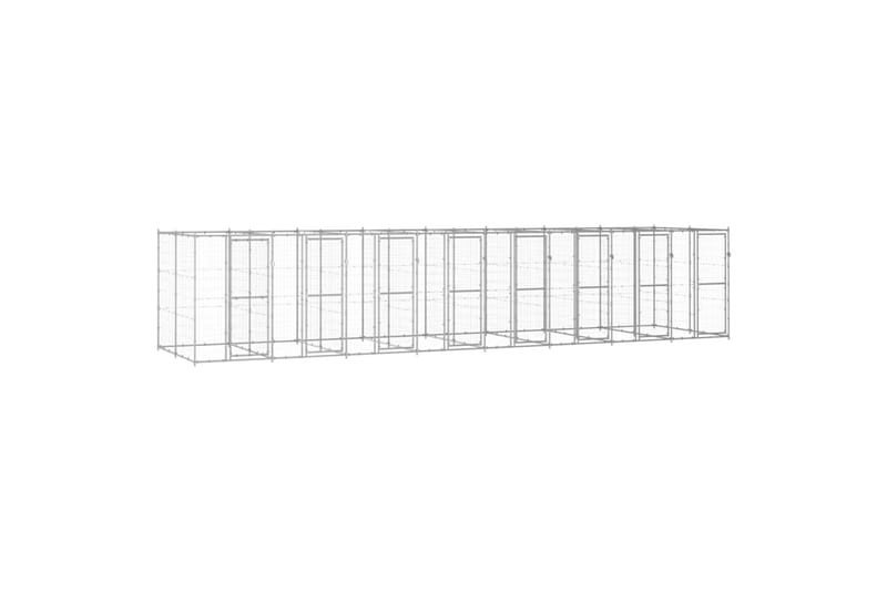 Utendørs hundegård 19,36 m² galvanisert stål - Silver - Sport & fritid - Til dyrene - For hund - Hundemøbler