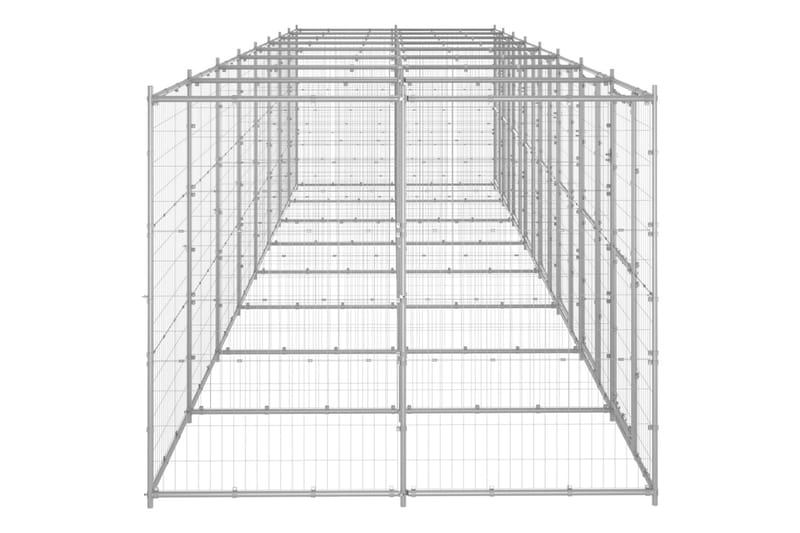 Utendørs hundegård 19,36 m² galvanisert stål - Silver - Sport & fritid - Til dyrene - For hund - Hundemøbler