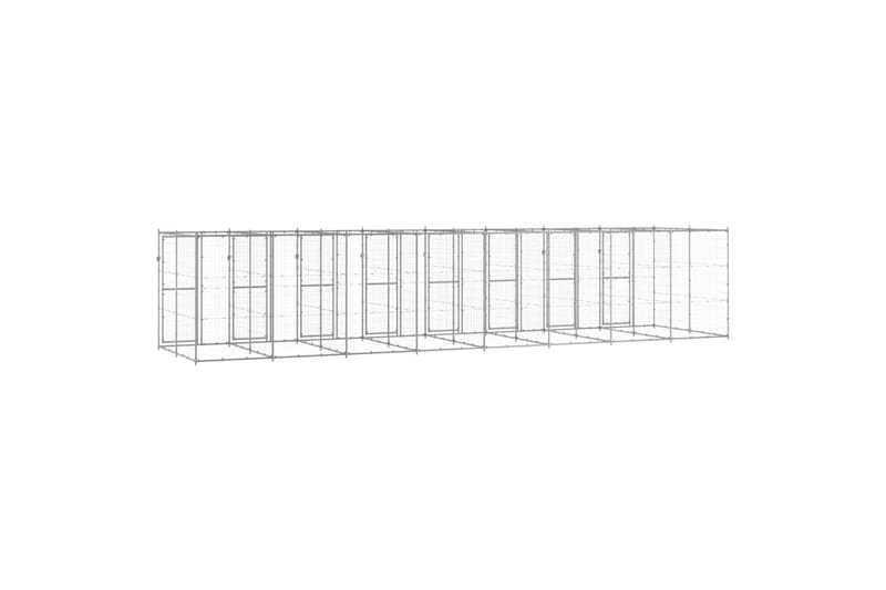 Utendørs hundegård 19,36 m² galvanisert stål - Silver - Sport & fritid - Til dyrene - For hund - Hundemøbler