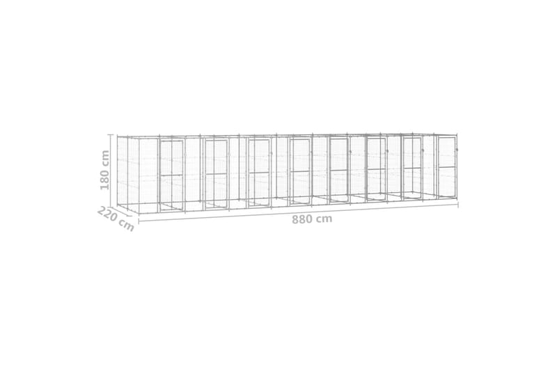 Utendørs hundegård 19,36 m² galvanisert stål - Silver - Sport & fritid - Til dyrene - For hund - Hundemøbler