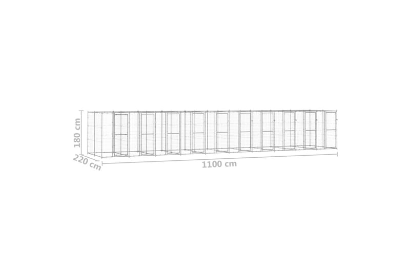 Utendørs hundegård 24,2 m² galvanisert stål - Silver - Sport & fritid - Til dyrene - For hund - Hundemøbler