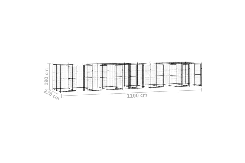 Utendørs hundegård 24,2 m² stål - Svart - Hundemøbler - Hundegrind & hundegjerde - Hundehus & hundegård