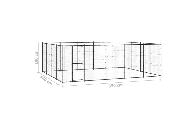 Utendørs hundegård 24,2 m² stål - Svart - Sport & fritid - Til dyrene - For hund - Hundemøbler