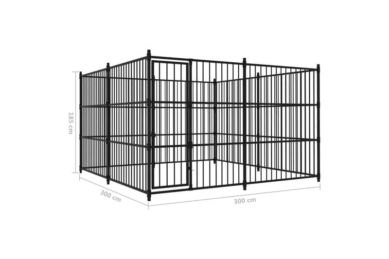 Utendørs hundegård 300x300x185 cm - Svart - Sport & fritid - Til dyrene - For hund - Hundemøbler