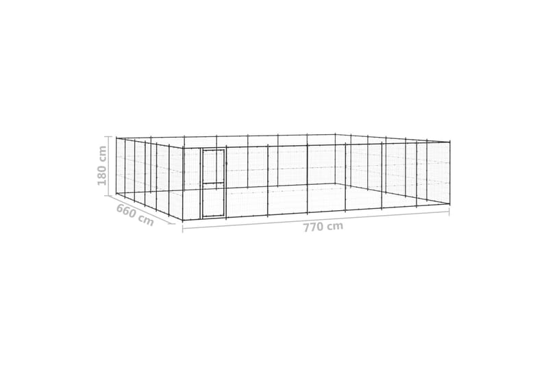 Utendørs hundegård 50,82 m² stål - Svart - Hundemøbler - Hundegrind & hundegjerde - Hundehus & hundegård