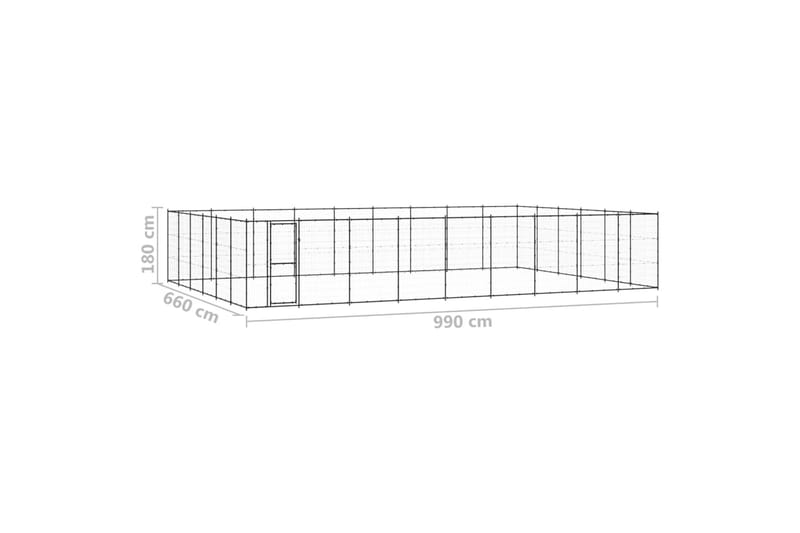 Utendørs hundegård 65,34 m² stål - Svart - Hundemøbler - Hundegrind & hundegjerde - Hundehus & hundegård