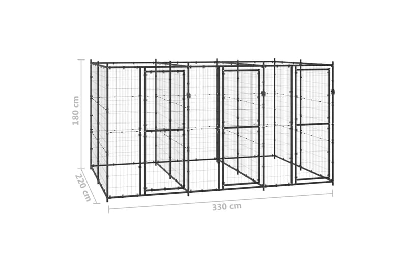 Utendørs hundegård 7,26 m² stål - Svart - Hundemøbler - Hundegrind & hundegjerde - Hundehus & hundegård