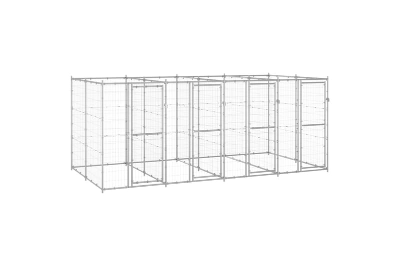 Utendørs hundegård 9,68 m² galvanisert stål - Silver - Sport & fritid - Til dyrene - For hund - Hundemøbler