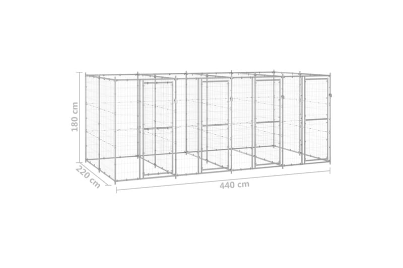 Utendørs hundegård 9,68 m² galvanisert stål - Silver - Sport & fritid - Til dyrene - For hund - Hundemøbler