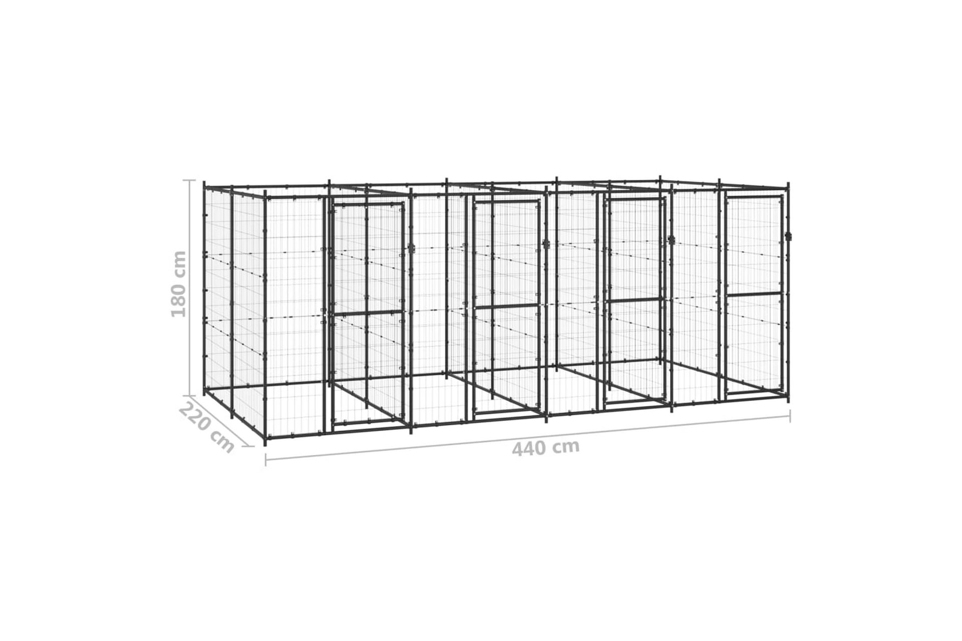 Utendørs hundegård 9,68 m² stål - Svart - Sport & fritid - Til dyrene - For hund - Hundemøbler