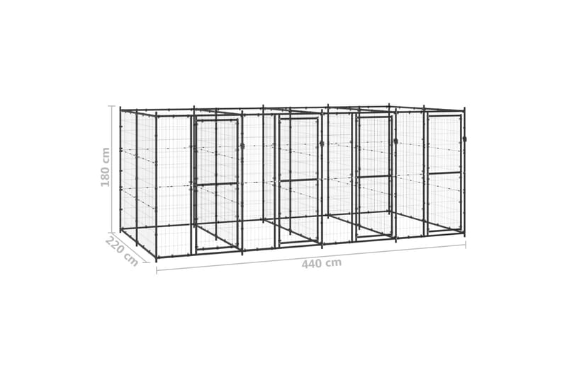 Utendørs hundegård 9,68 m² stål - Svart - Sport & fritid - Til dyrene - For hund - Hundemøbler