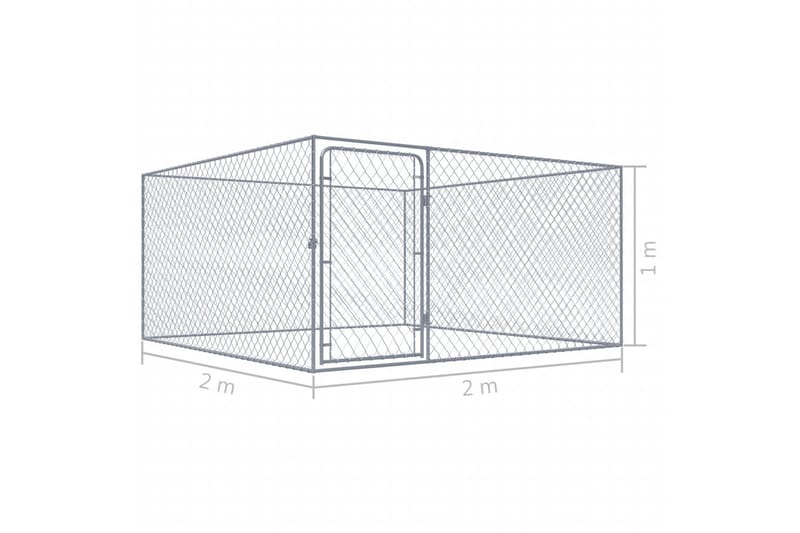 Utendørs hundegård galvanisert stål 2x2x1 m - Sport & fritid - Til dyrene - For hund - Hundemøbler