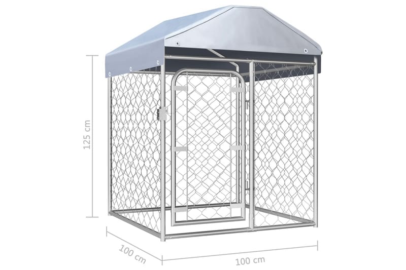 Utendørs hundegård med tak 100x100x125 cm - Sport & fritid - Til dyrene - For hund - Hundemøbler
