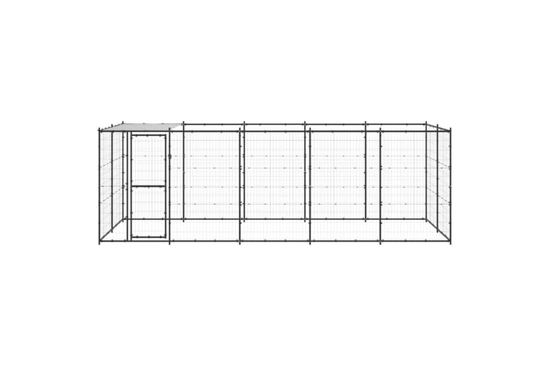 Utendørs hundegård med tak 12,1 m² stål - Svart - Sport & fritid - Til dyrene - For hund - Hundemøbler