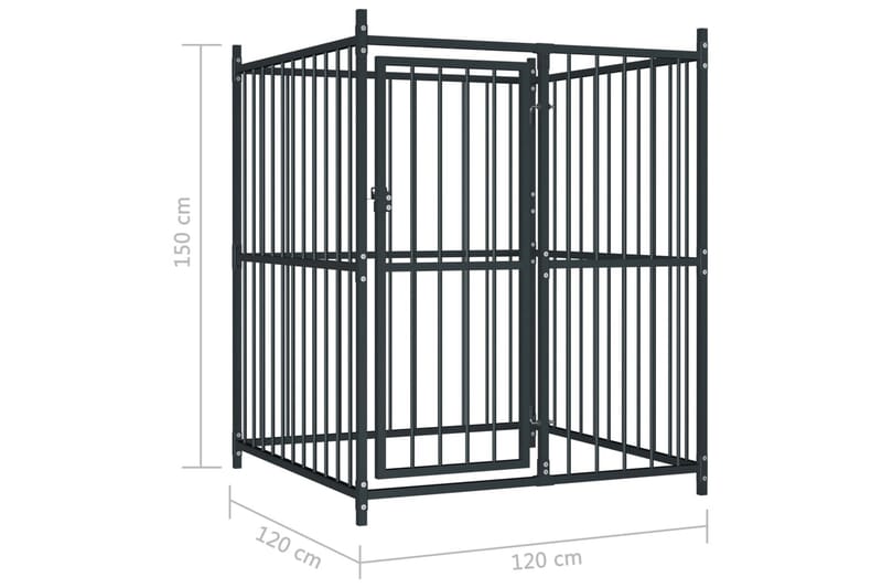 Utendørs hundegård med tak 120x120x150 cm - Svart - Sport & fritid - Til dyrene - For hund - Hundemøbler