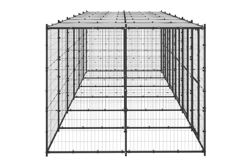 Utendørs hundegård med tak 14,52 m² stål - Svart - Sport & fritid - Til dyrene - For hund - Hundemøbler