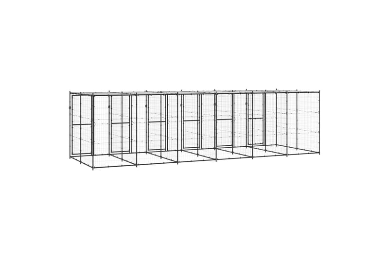 Utendørs hundegård med tak 14,52 m² stål - Svart - Sport & fritid - Til dyrene - For hund - Hundemøbler