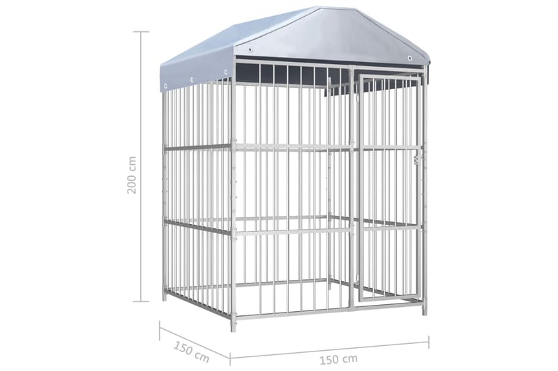Utendørs hundegård med tak 150x150x200 cm - Sport & fritid - Til dyrene - For hund - Hundemøbler