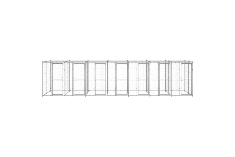 Utendørs hundegård med tak 16,94 m² galvanisert stål - Silver - Sport & fritid - Til dyrene - For hund - Hundemøbler