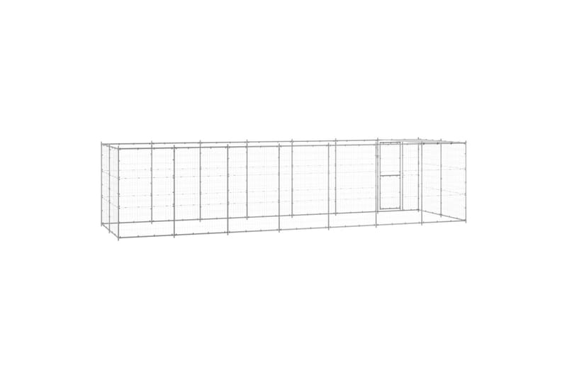 Utendørs hundegård med tak 16,94 m² galvanisert stål - Silver - Sport & fritid - Til dyrene - For hund - Hundemøbler