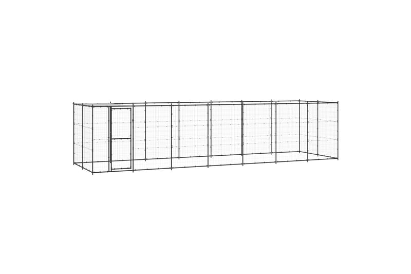 Utendørs hundegård med tak 16,94 m² stål - Svart - Sport & fritid - Til dyrene - For hund - Hundemøbler