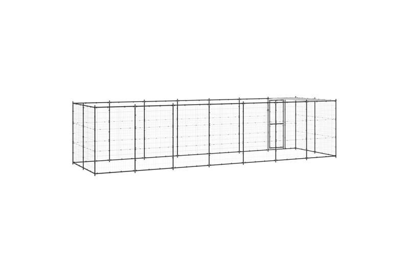 Utendørs hundegård med tak 16,94 m² stål - Svart - Sport & fritid - Til dyrene - For hund - Hundemøbler