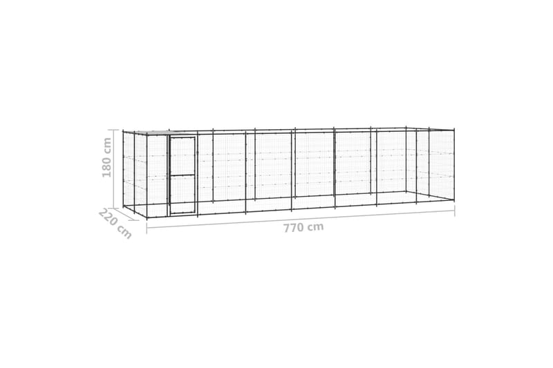 Utendørs hundegård med tak 16,94 m² stål - Svart - Sport & fritid - Til dyrene - For hund - Hundemøbler