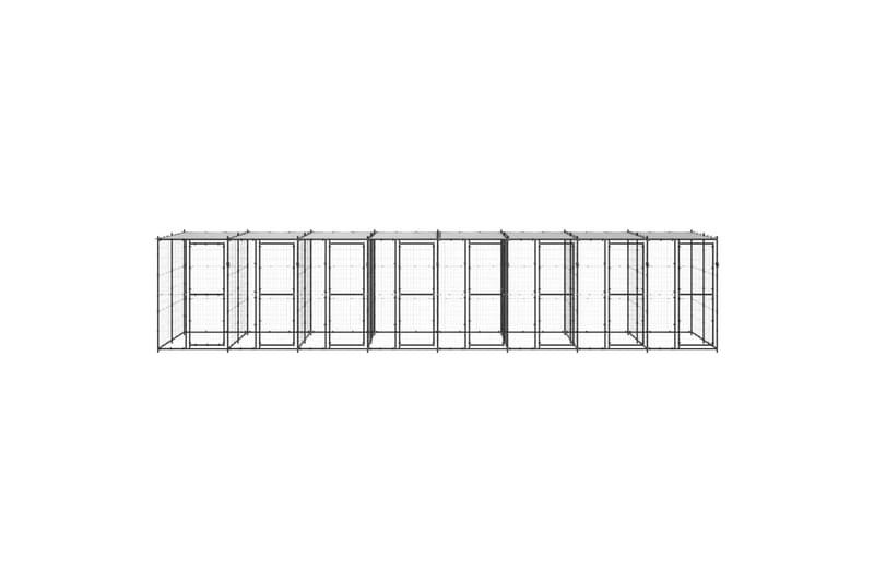 Utendørs hundegård med tak 19,36 m² stål - Svart - Hundemøbler - Hundehus & hundegård - Hundegrind & hundegjerde