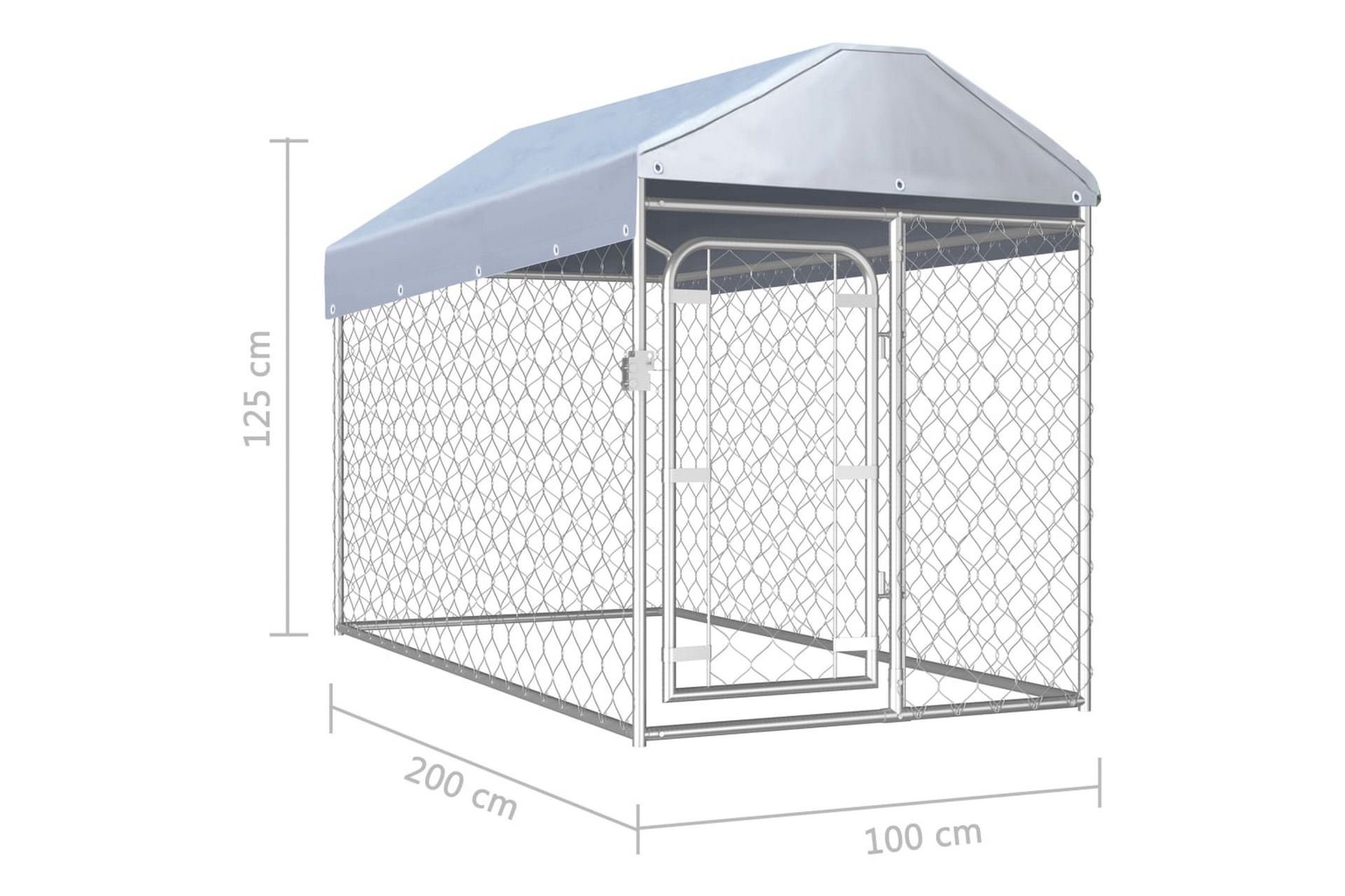 Utendørs hundegård med tak 200x100x125 cm - Sport & fritid - Til dyrene - For hund - Hundemøbler