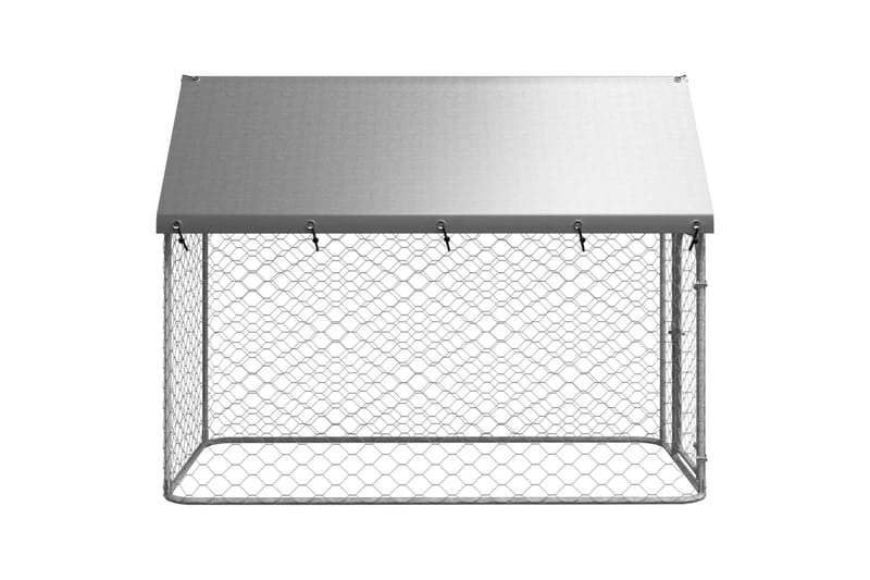 Utendørs hundegård med tak 200x100x150 cm - Silver - Sport & fritid - Til dyrene - For hund - Hundemøbler