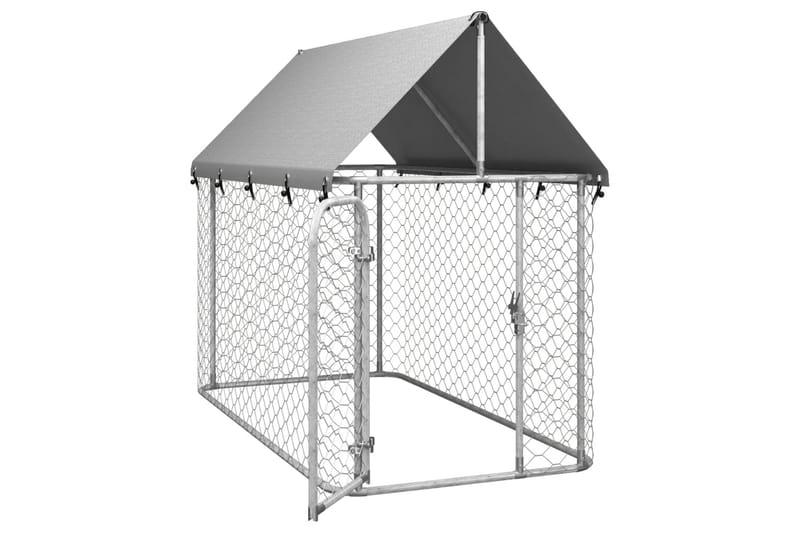 Utendørs hundegård med tak 200x100x150 cm - Silver - Sport & fritid - Til dyrene - For hund - Hundemøbler