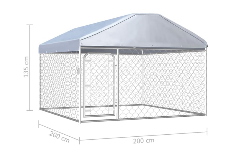 Utendørs hundegård med tak 200x200x135 cm - Sport & fritid - Til dyrene - For hund - Hundemøbler