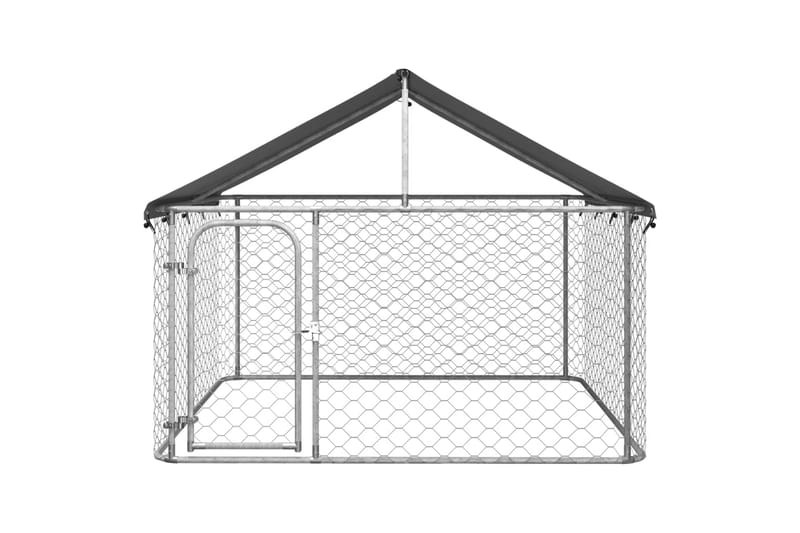 Utendørs hundegård med tak 200x200x150 cm - Silver - Sport & fritid - Til dyrene - For hund - Hundemøbler