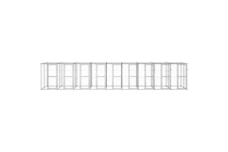 Utendørs hundegård med tak 21,78 m² galvanisert stål - Silver - Hundemøbler - Hundegrind & hundegjerde - Hundehus & hundegård