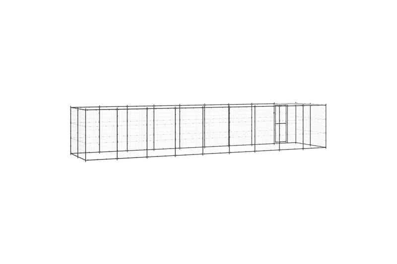 Utendørs hundegård med tak 21,78 m² stål - Svart - Sport & fritid - Til dyrene - For hund - Hundemøbler