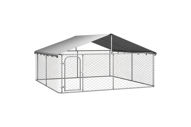 Utendørs hundegård med tak 300x300x150 cm - Silver - Sport & fritid - Til dyrene - For hund - Hundemøbler