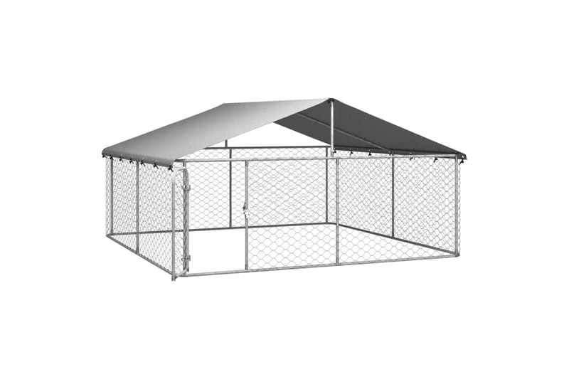 Utendørs hundegård med tak 300x300x150 cm - Silver - Sport & fritid - Til dyrene - For hund - Hundemøbler