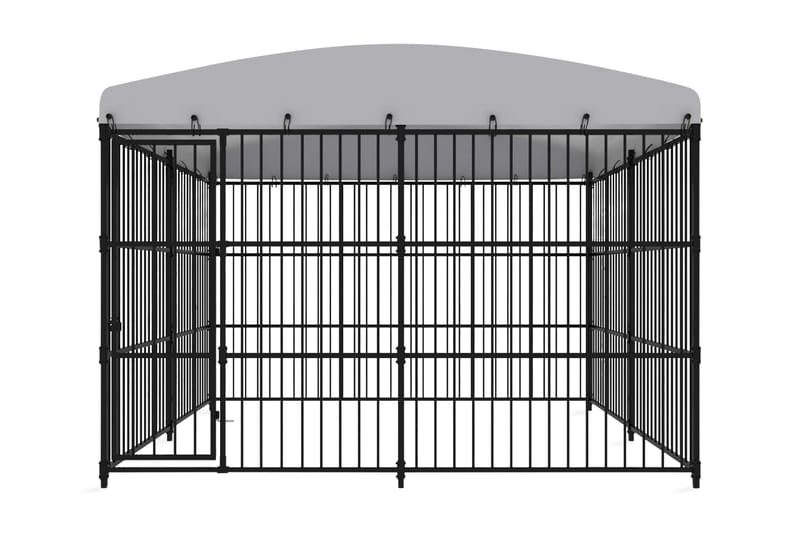 Utendørs hundegård med tak 300x300x210 cm - Svart - Hundemøbler - Hundehus & hundegård