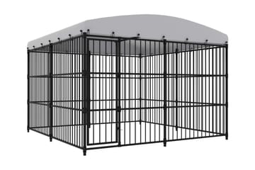 Utendørs hundegård med tak 300x300x210 cm - Svart - Sport & fritid - Til dyrene - For hund - Hundemøbler